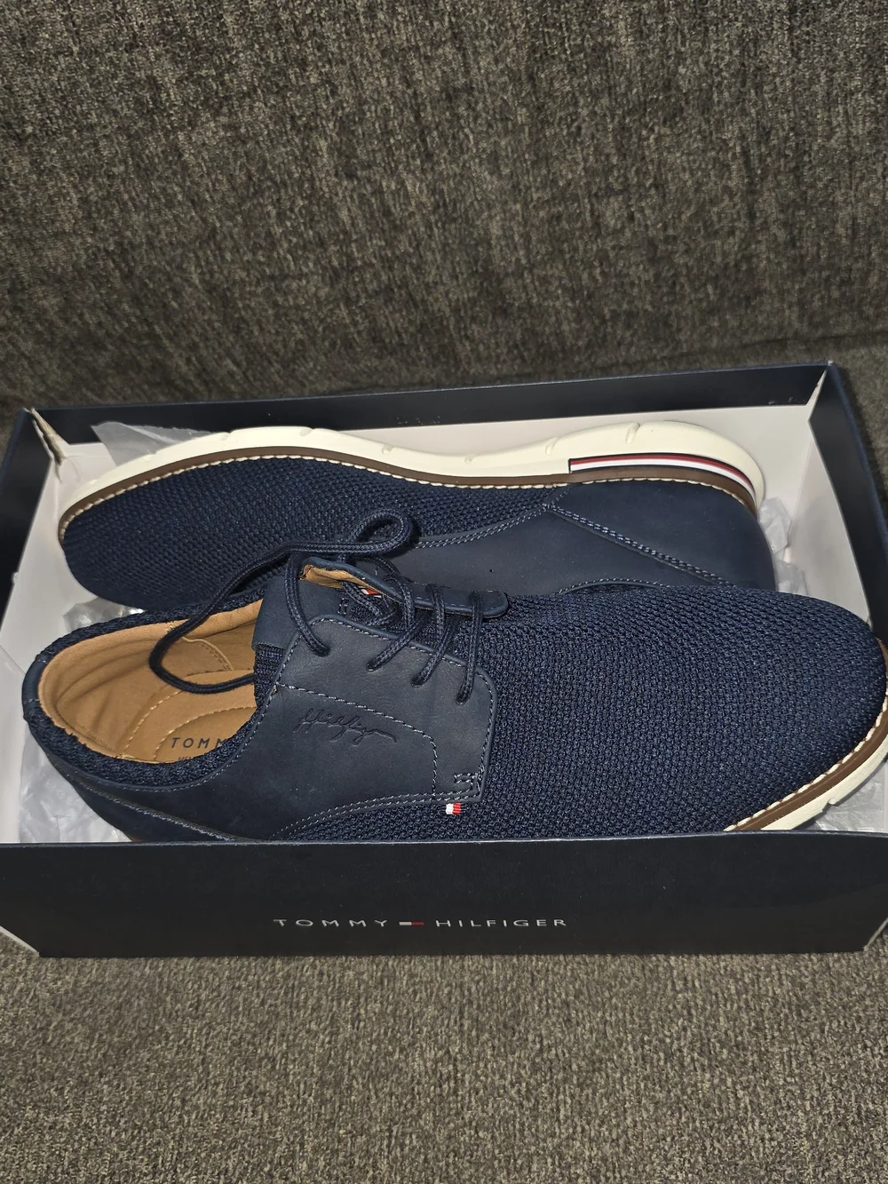 Tommy Hilfiger Men’s Navy Knit Casual Derby Shoes